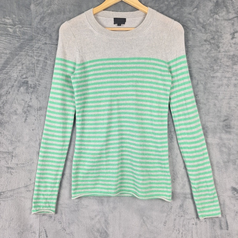 J Crew Sweater Small Italian Cashmere Luxury Preppy Old Money Striped Pullover